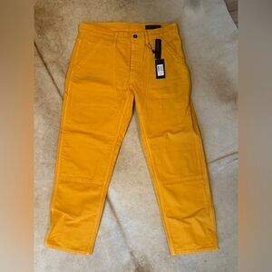 Rag and Bone size 32 Slouch Taper Moleskin Pant Yellow Sunrise